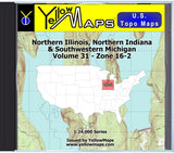 Buy digital map disk YellowMaps U.S. Topo Maps Volume 31 (Zone 16-2) Northern Illinois, Northern Indiana & Southwestern Michigan