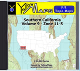 Buy digital map disk YellowMaps U.S. Topo Maps Volume 9 (Zone 11-5) Southern California