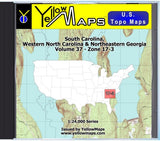 Buy digital map disk YellowMaps U.S. Topo Maps Volume 37 (Zone 17-3) South Carolina, Western North Carolina & Northeastern Georgia