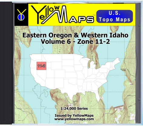 Buy digital map disk YellowMaps U.S. Topo Maps Volume 6 (Zone 11-2) Eastern Oregon & Western Idaho