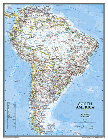 Buy map South America, Classic, Enlarged and Sleeved by National Geographic Maps