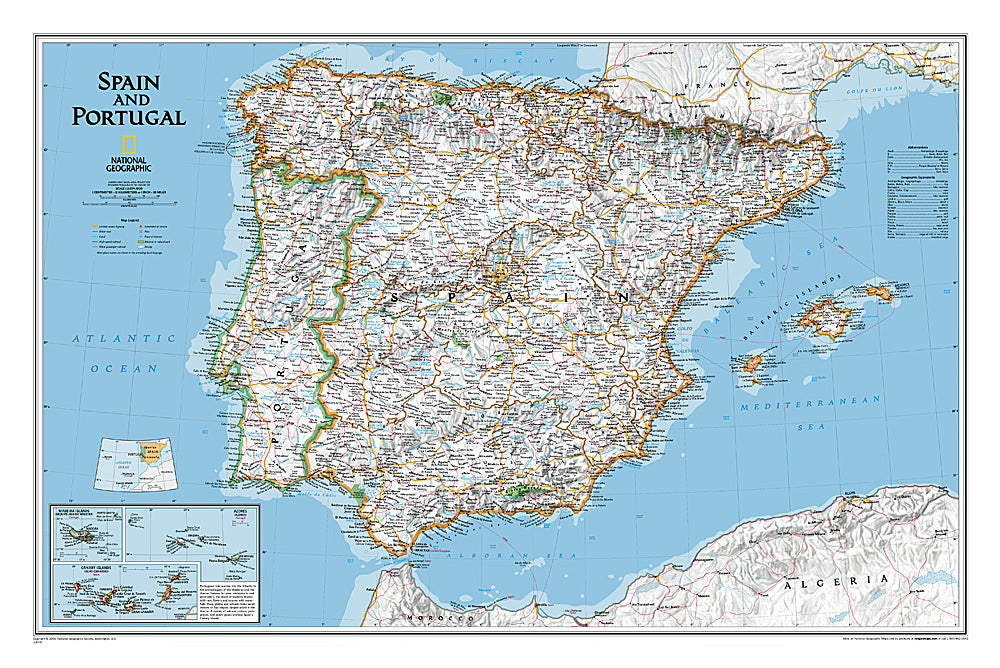 Buy map: Spain and Portugal, Classic, Laminated by National Geographic ...