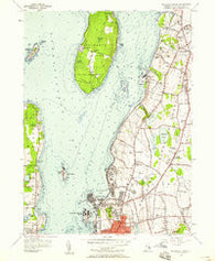 Prudence Island Rhode Island Historical topographic map, 1:24000 scale, 7.5 X 7.5 Minute, Year 1955