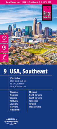 Buy map USA, southeast Road Map