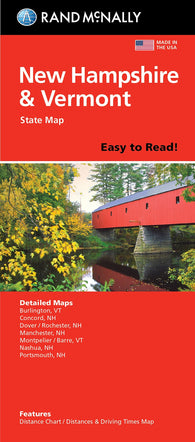 Buy map New Hampshire and Vermont, Easy to Read Map