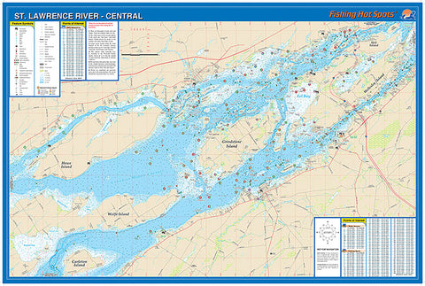 Buy map S278 - St Lawrence River - Central (1000 Islands-Howe Is to Wellesley Is) Fishing Wall Map