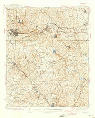 Greer South Carolina Historical topographic map, 1:62500 scale, 15 X 15 Minute, Year 1938