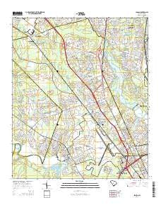Ladson South Carolina Current topographic map, 1:24000 scale, 7.5 X 7.5 Minute, Year 2014