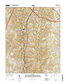 Pelzer South Carolina Current topographic map, 1:24000 scale, 7.5 X 7.5 Minute, Year 2014