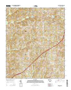 Piercetown South Carolina Current topographic map, 1:24000 scale, 7.5 X 7.5 Minute, Year 2014