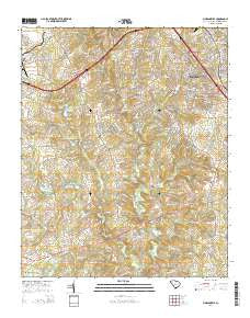 Simpsonville South Carolina Current topographic map, 1:24000 scale, 7.5 X 7.5 Minute, Year 2014