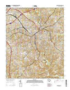 Spartanburg South Carolina Current topographic map, 1:24000 scale, 7.5 X 7.5 Minute, Year 2014