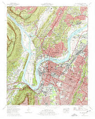 Chattanooga Tennessee Historical topographic map, 1:24000 scale, 7.5 X 7.5 Minute, Year 1969