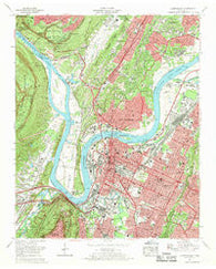 Chattanooga Tennessee Historical topographic map, 1:24000 scale, 7.5 X 7.5 Minute, Year 1969