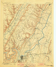 Chattanooga Tennessee Historical topographic map, 1:125000 scale, 30 X 30 Minute, Year 1893