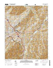 Johnson City Tennessee Current topographic map, 1:24000 scale, 7.5 X 7.5 Minute, Year 2016