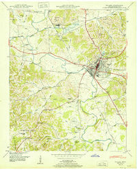 Pulaski Tennessee Historical topographic map, 1:24000 scale, 7.5 X 7.5 Minute, Year 1951