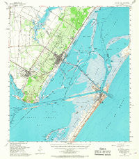 Aransas Pass Texas Historical topographic map, 1:62500 scale, 15 X 15 Minute, Year 1954