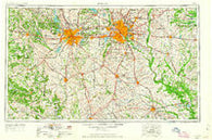 Dallas Texas Historical topographic map, 1:250000 scale, 1 X 2 Degree, Year 1954