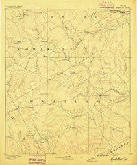 Hamilton Texas Historical topographic map, 1:125000 scale, 30 X 30 Minute, Year 1888