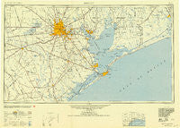 Houston Texas Historical topographic map, 1:250000 scale, 1 X 2 Degree, Year 1950