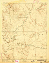Henry Mountains Utah Historical topographic map, 1:250000 scale, 1 X 1 Degree, Year 1886