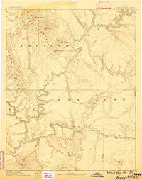 Henry Mountains Utah Historical topographic map, 1:250000 scale, 1 X 1 Degree, Year 1886