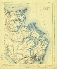 Hampton Virginia Historical topographic map, 1:62500 scale, 15 X 15 Minute, Year 1907