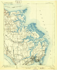 Hampton Virginia Historical topographic map, 1:62500 scale, 15 X 15 Minute, Year 1907