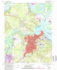 Hopewell Virginia Historical topographic map, 1:24000 scale, 7.5 X 7.5 Minute, Year 1969