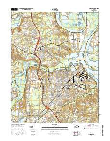 Hopewell Virginia Current topographic map, 1:24000 scale, 7.5 X 7.5 Minute, Year 2016
