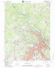 Lynchburg Virginia Historical topographic map, 1:24000 scale, 7.5 X 7.5 Minute, Year 1963