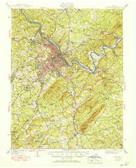 Lynchburg Virginia Historical topographic map, 1:62500 scale, 15 X 15 Minute, Year 1944