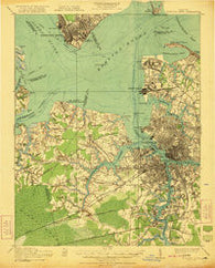 Newport News Virginia Historical topographic map, 1:62500 scale, 15 X 15 Minute, Year 1921