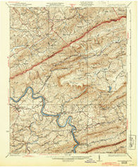 Pearisburg Virginia Historical topographic map, 1:62500 scale, 15 X 15 Minute, Year 1937