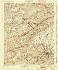Pulaski Virginia Historical topographic map, 1:62500 scale, 15 X 15 Minute, Year 1940
