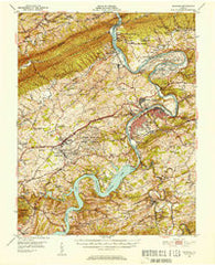 Radford Virginia Historical topographic map, 1:62500 scale, 15 X 15 Minute, Year 1950