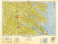 Richmond Virginia Historical topographic map, 1:250000 scale, 1 X 2 Degree, Year 1949