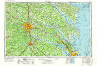 Richmond Virginia Historical topographic map, 1:250000 scale, 1 X 2 Degree, Year 1943