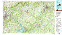 Roanoke Virginia Historical topographic map, 1:100000 scale, 30 X 60 Minute, Year 1985