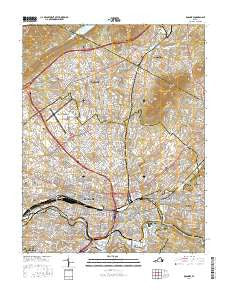 Roanoke Virginia Current topographic map, 1:24000 scale, 7.5 X 7.5 Minute, Year 2016