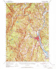 Brattleboro Vermont Historical topographic map, 1:62500 scale, 15 X 15 Minute, Year 1954