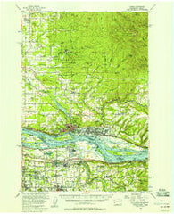 Camas Washington Historical topographic map, 1:62500 scale, 15 X 15 Minute, Year 1954