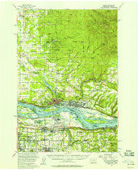 Camas Washington Historical topographic map, 1:62500 scale, 15 X 15 Minute, Year 1954