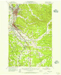 Centralia Washington Historical topographic map, 1:62500 scale, 15 X 15 Minute, Year 1954