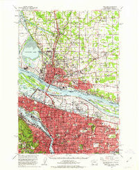 Portland Oregon Historical topographic map, 1:62500 scale, 15 X 15 Minute, Year 1961