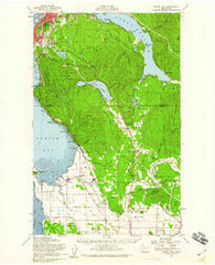 Samish Lake Washington Historical topographic map, 1:62500 scale, 15 X 15 Minute, Year 1954