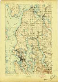 Seattle Washington Historical topographic map, 1:125000 scale, 30 X 30 Minute, Year 1897