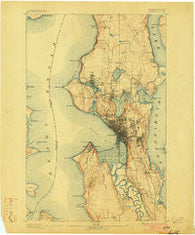 Seattle Washington Historical topographic map, 1:62500 scale, 15 X 15 Minute, Year 1894