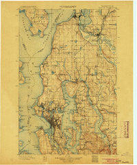 Seattle Washington Historical topographic map, 1:125000 scale, 30 X 30 Minute, Year 1897